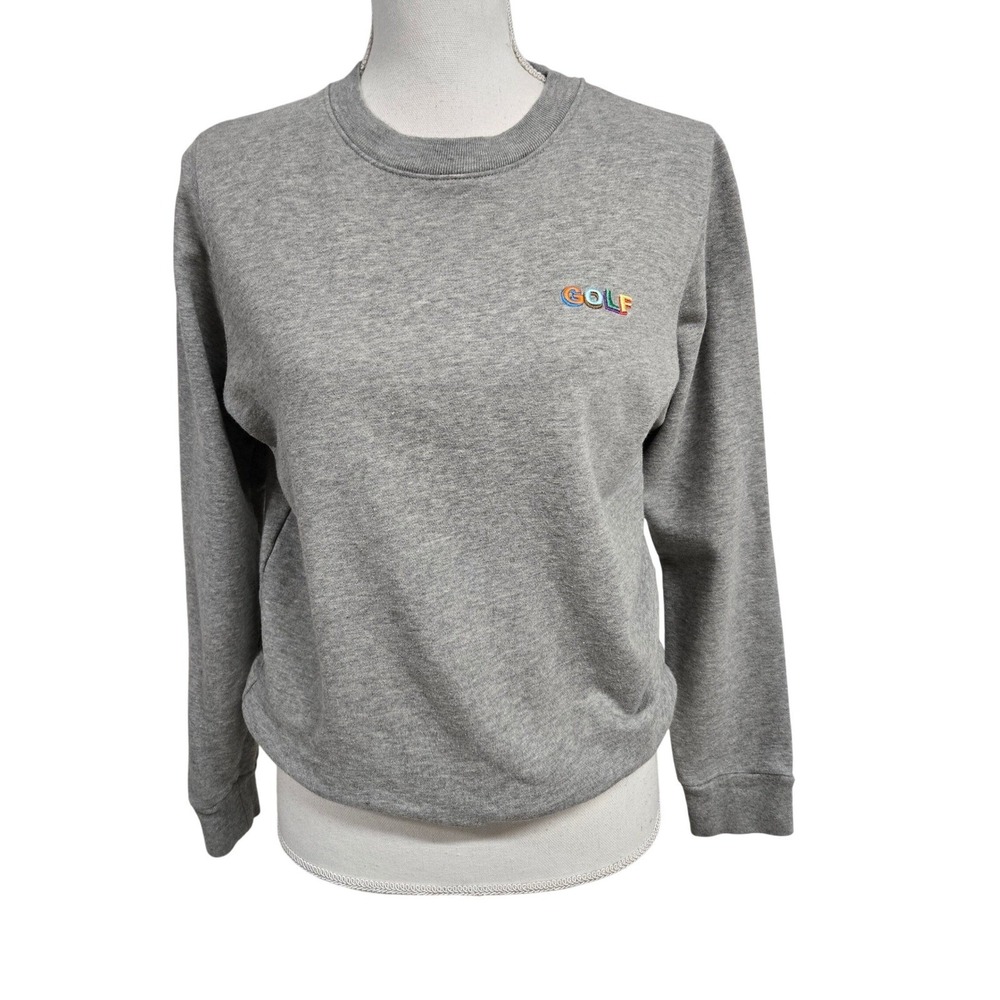 Golf Wang Crewneck Sweatshirt Rainbow Logo Heather Gray Pima Cotton XS